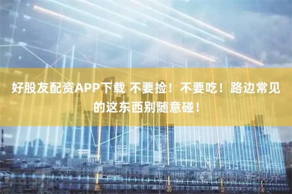 好股友配资APP下载 不要捡！不要吃！路边常见的这东西别随意碰！