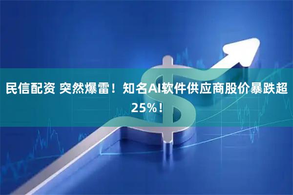 民信配资 突然爆雷！知名AI软件供应商股价暴跌超25%！